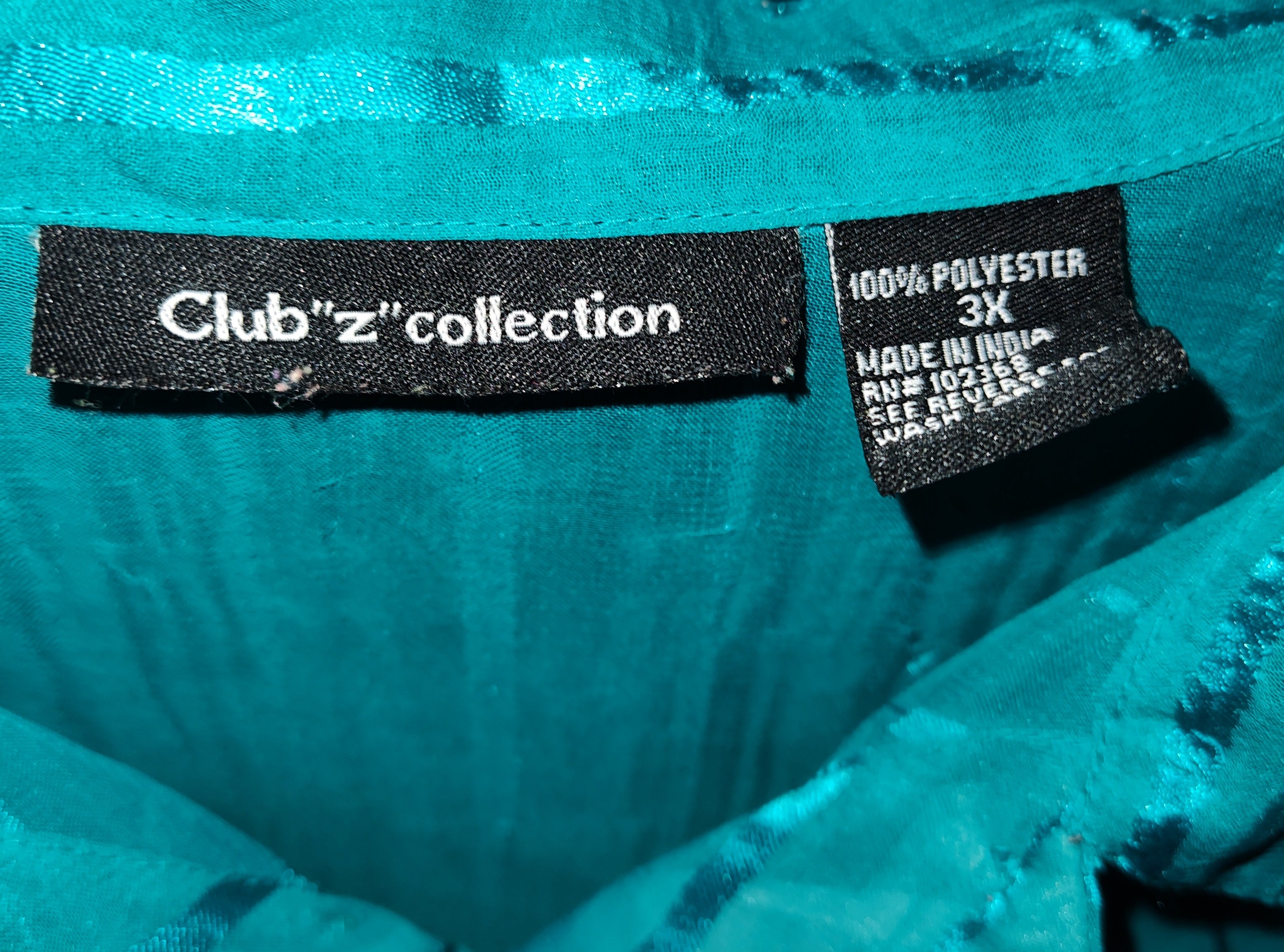 Club Z Collection Teal Sheer Blouse - size 3XL