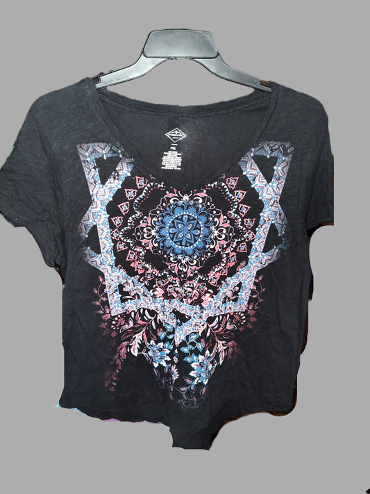 St. Johns Bay Black Graphics Shirt - XL petite