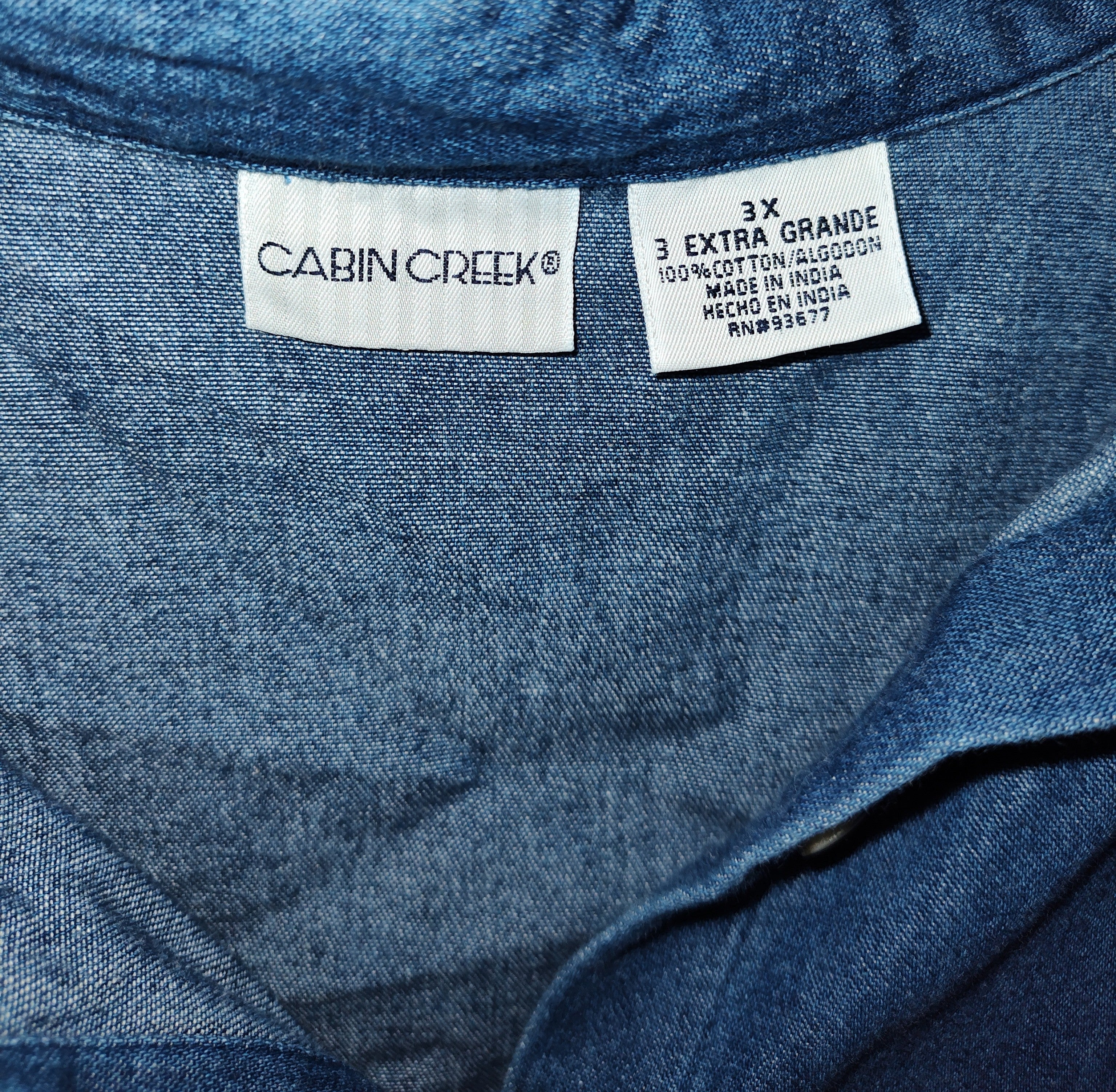 Cabin Creek with Flower Embroidered Denim Shirt - size 3XL