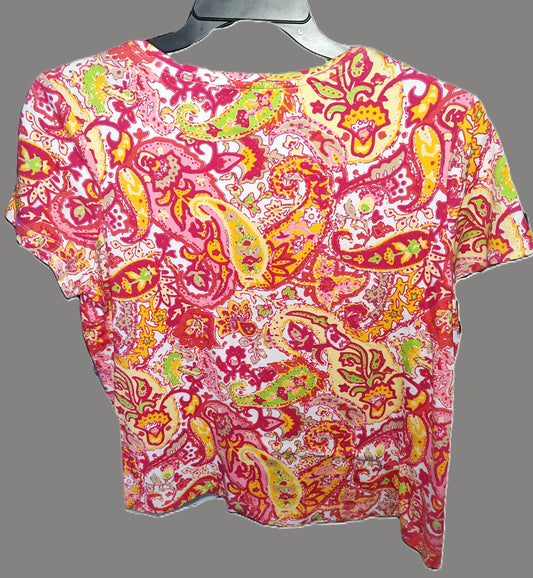 Westbound Vintage Paisley Pattern Orange Shirt - size petite XL