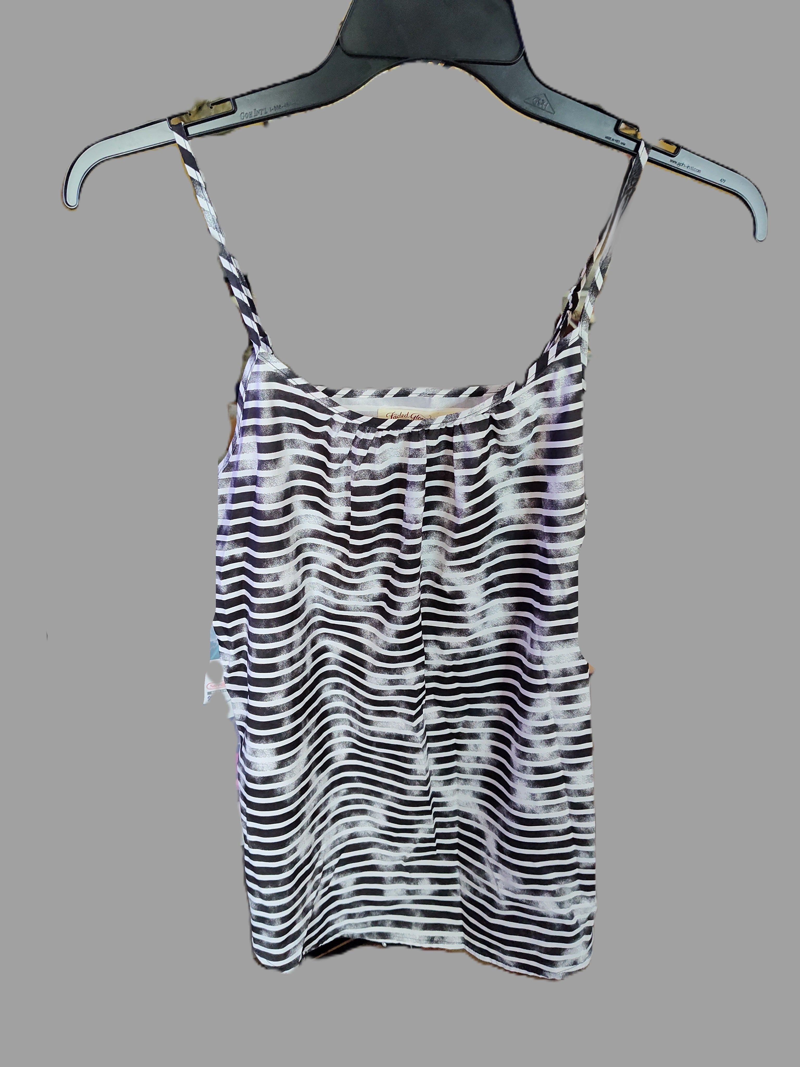 Faded Glory Black and White Striped Sleeveless Top - size L (12-14)