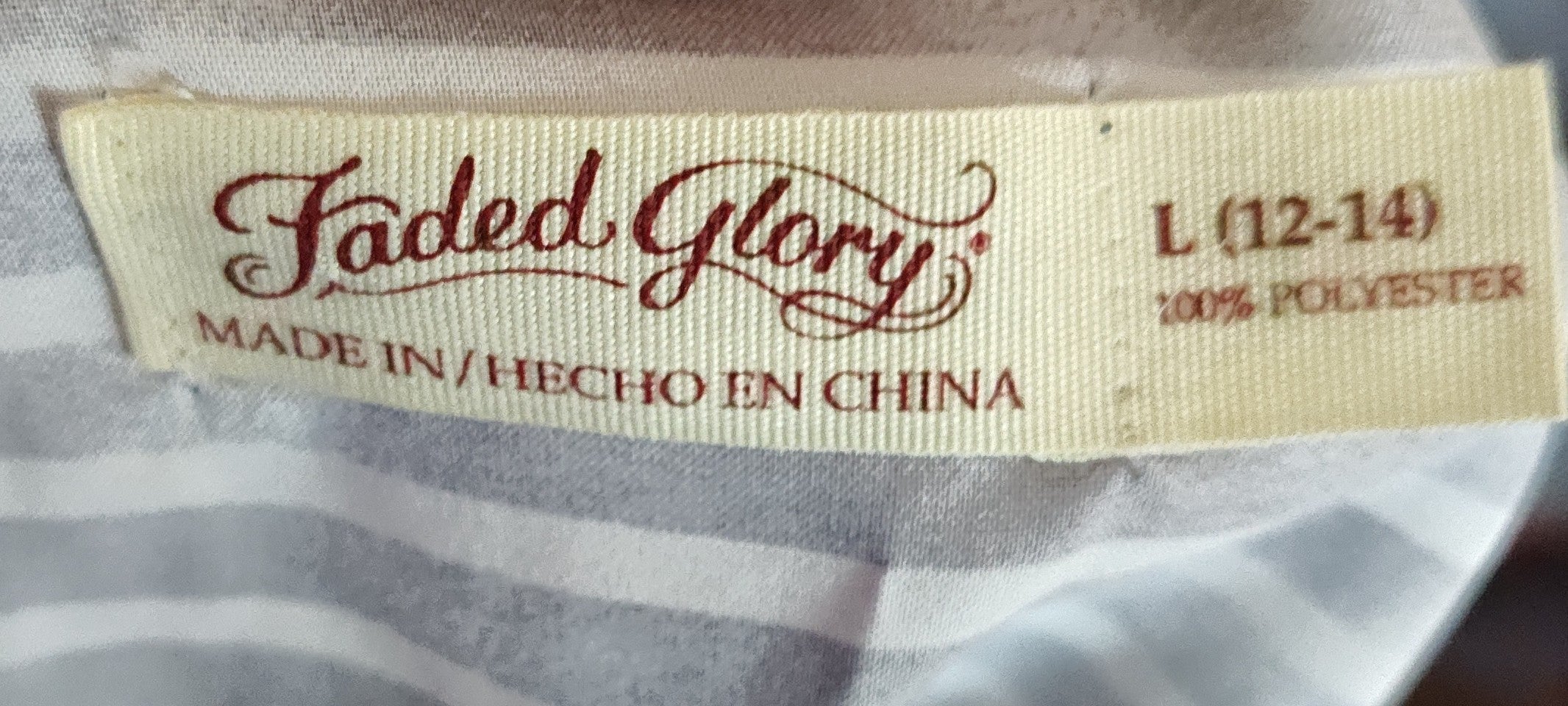 Faded Glory Black and White Striped Sleeveless Top - size L (12-14)