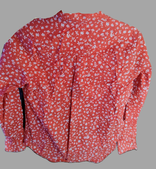 Amazon Essential Orange Floral Button Blouse - size M