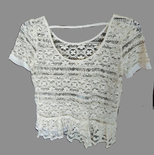 Copper Key Ivory Lace See Through Blouse - size M