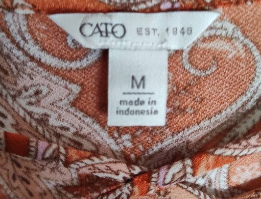 Cato Women's Orange Blouse with Cris Cross Neck - size M