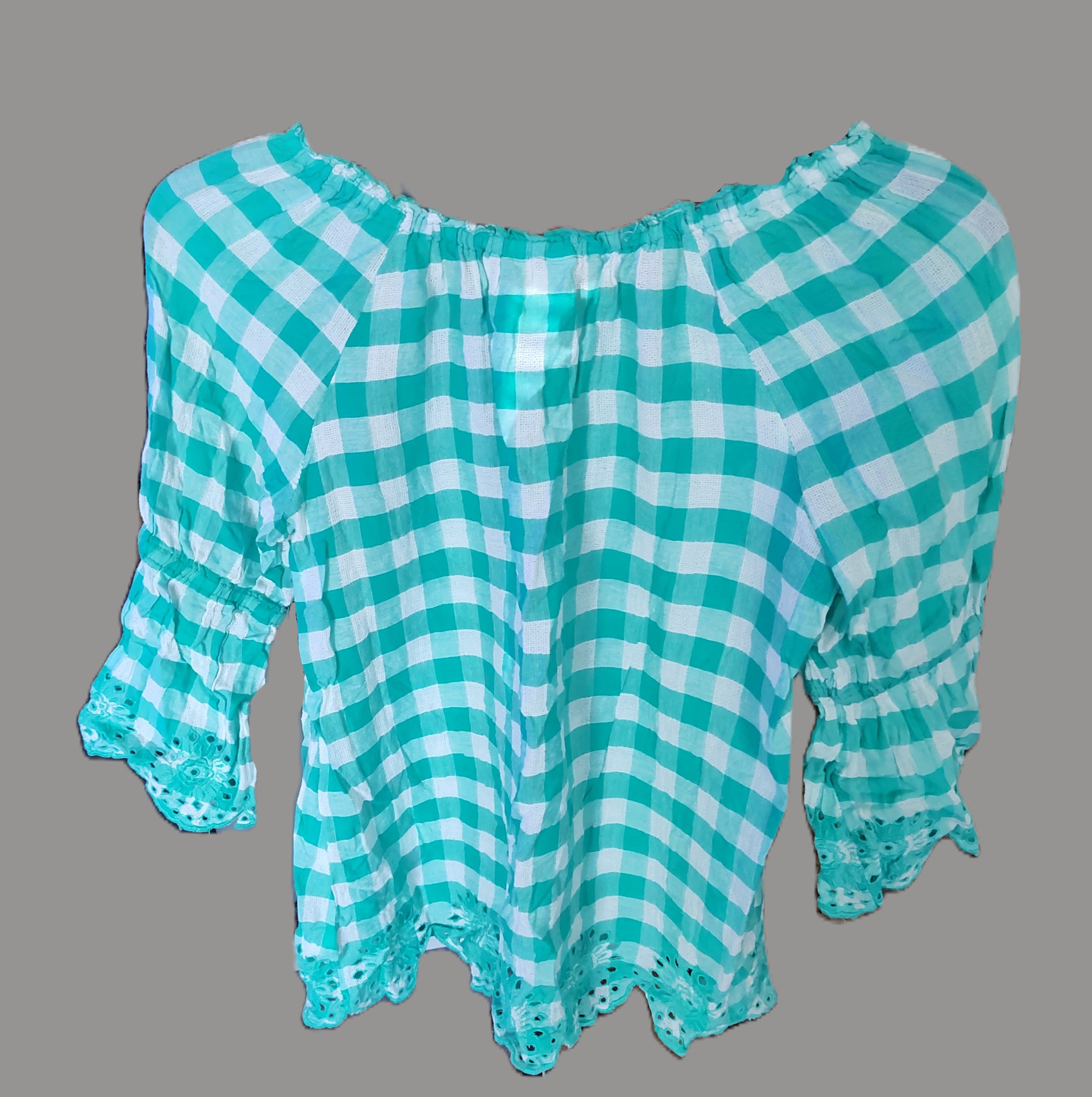 Intro Green Checkered Blouse - size PM