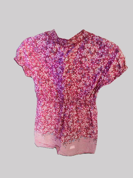 Women's At Last Red V-neck Gathered Blouse - size Medium