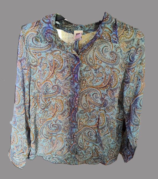 Faded Glory Green Paisley Button Shirt - size 18W-20W