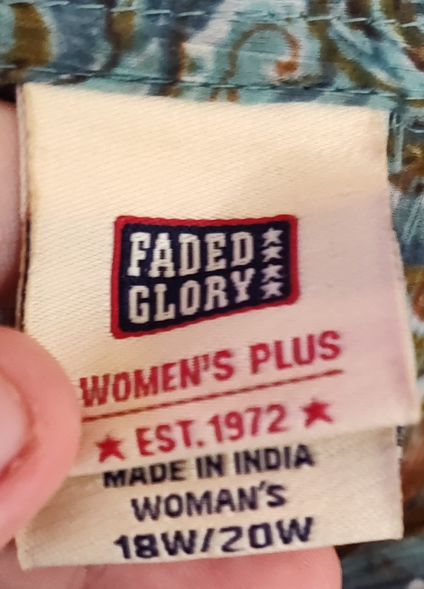 Faded Glory Green Paisley Button Shirt - size 18W-20W