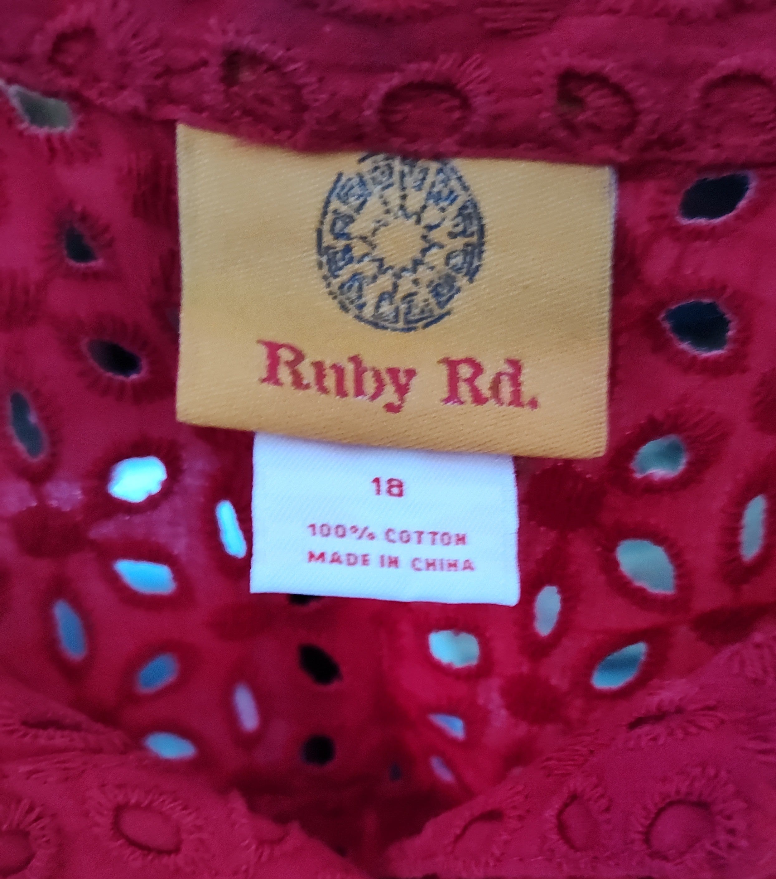Ruby Rd Red Lace Button Blouse - size 18