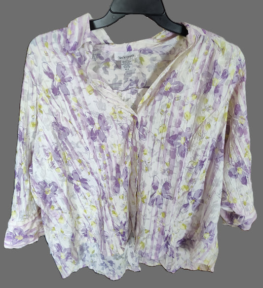 Apparenza Lavender Button Blouse Long Sleeves - size XL