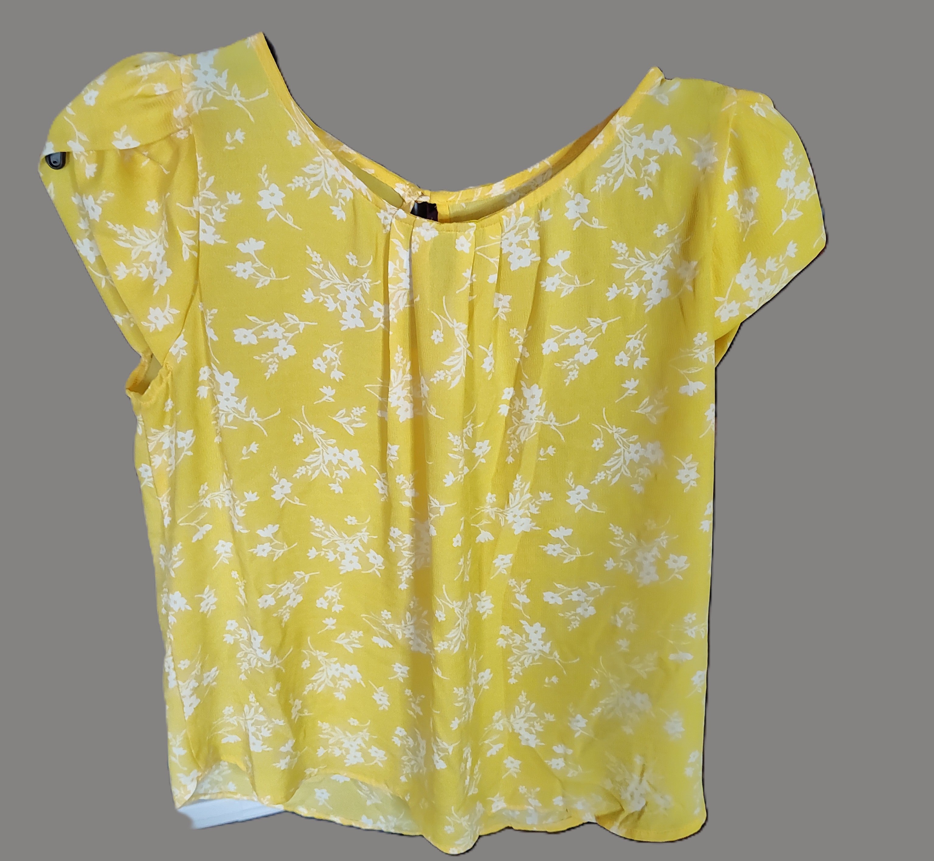 Haute Monde Yellow Floral Blouse - size L