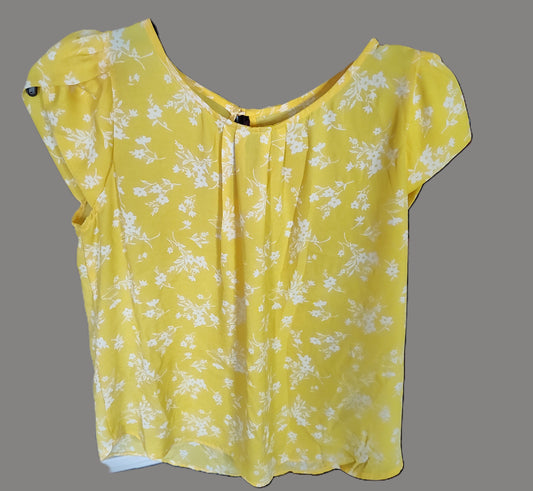 Haute Monde Yellow Floral Blouse - size L