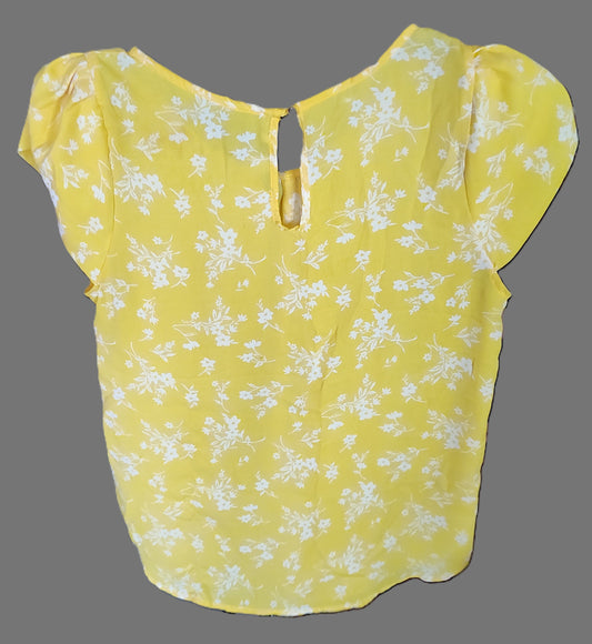 Haute Monde Yellow Floral Blouse - size L