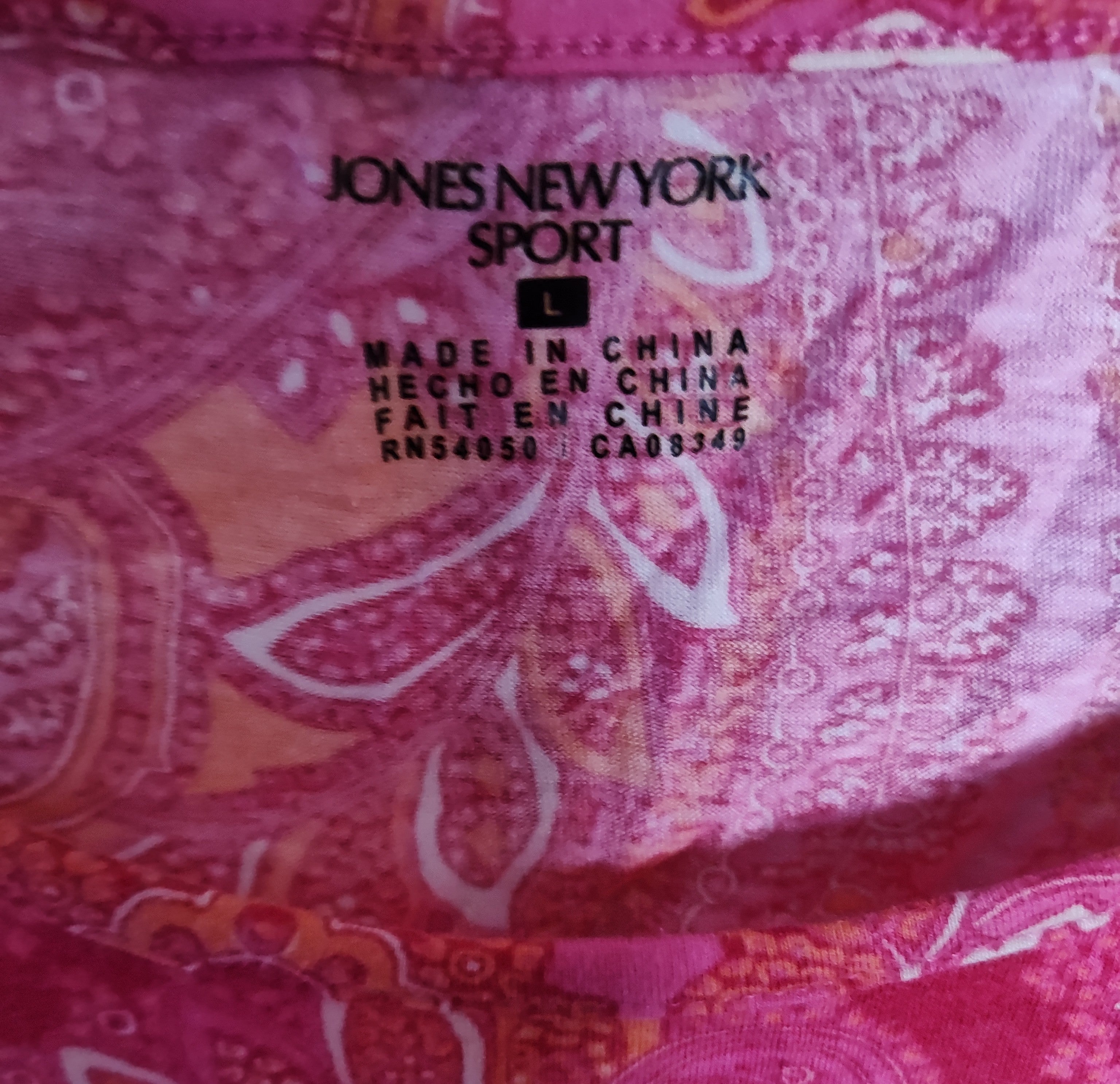 Camisa naranja Jones New York de manga 3/4 para mujer (talla L)