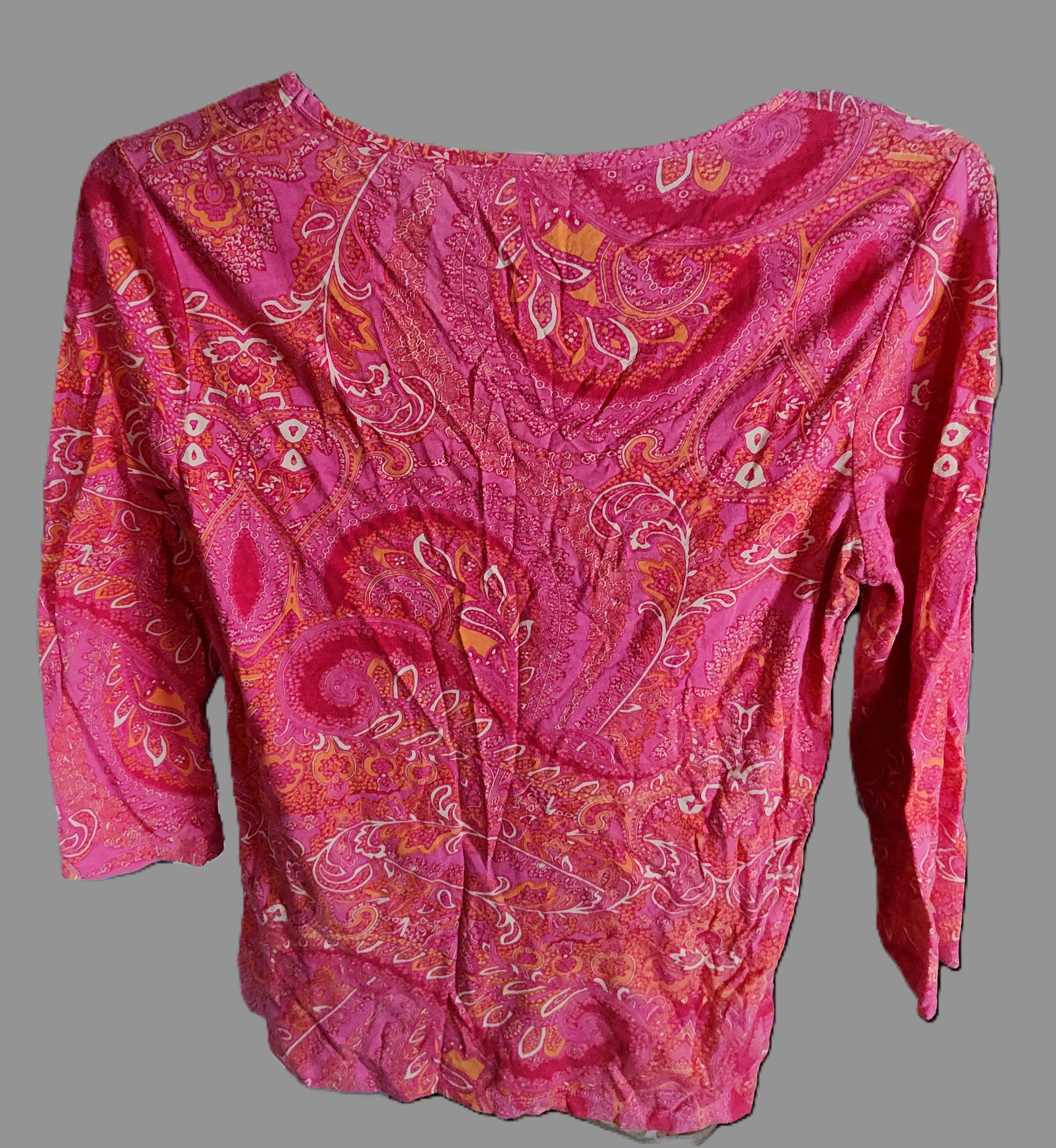 Camisa naranja Jones New York de manga 3/4 para mujer (talla L)