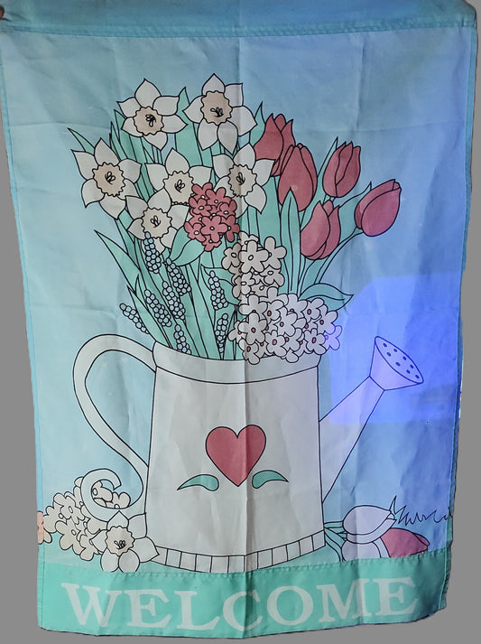 Welcome Spring Flowers Large Garden Flag