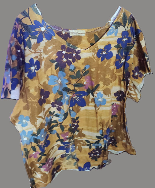 Davina Brown and Purple Floral Blouse