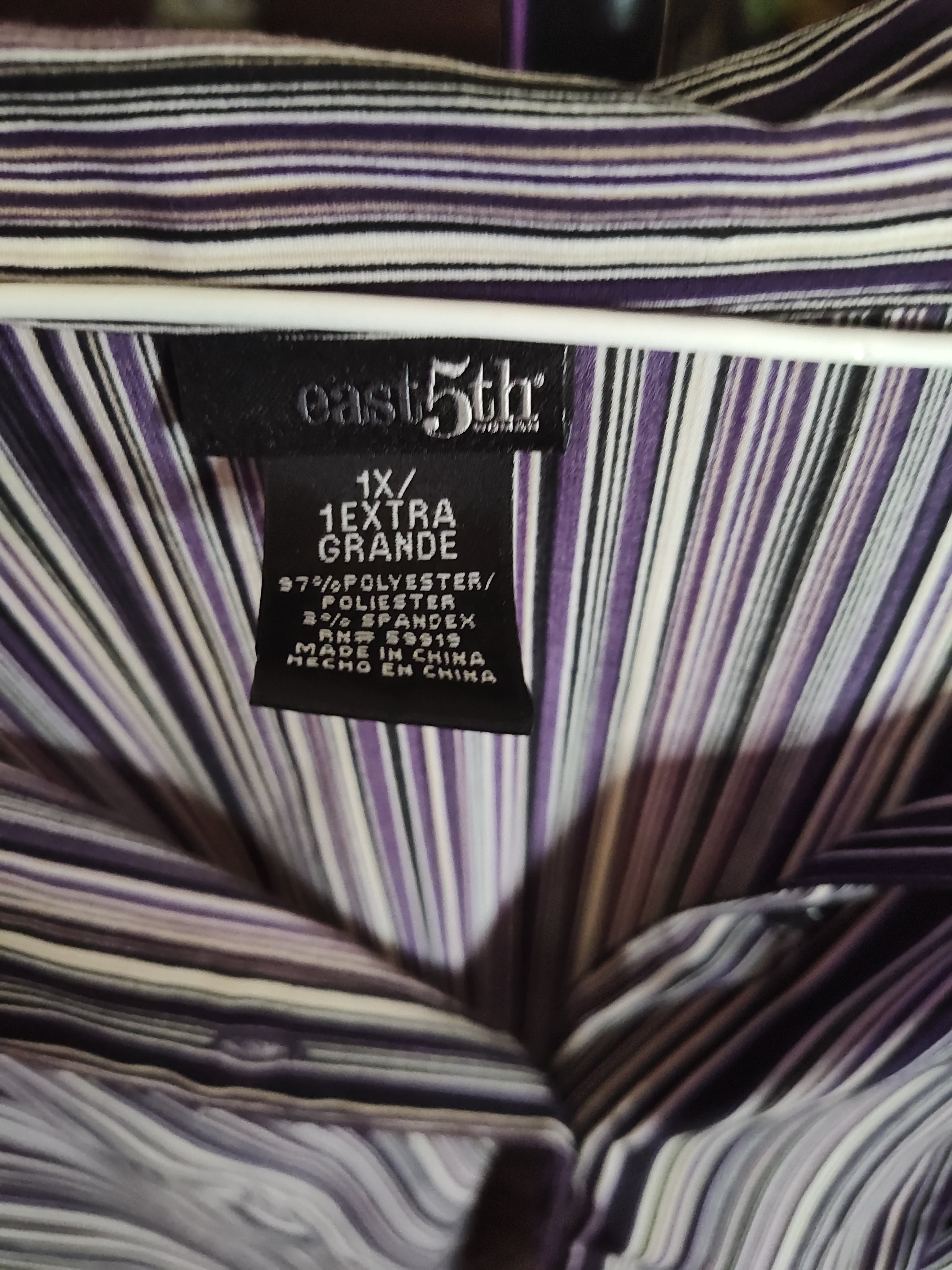 East 5th Women's Vertical Stripes Button Front Blouse - size 1X