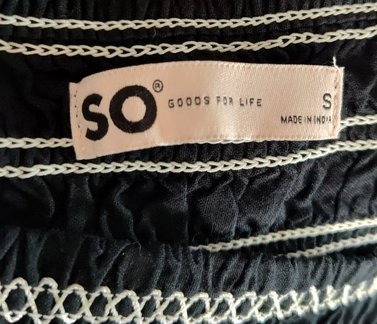 Women's So Black Smocked Gathered Shirt - size S