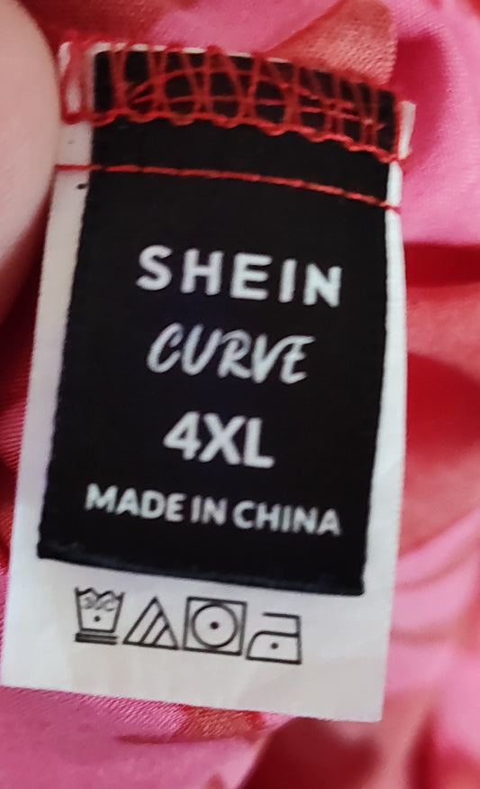 Shein Curve Red & Pink Assymetrical Skirt - size 4XL
