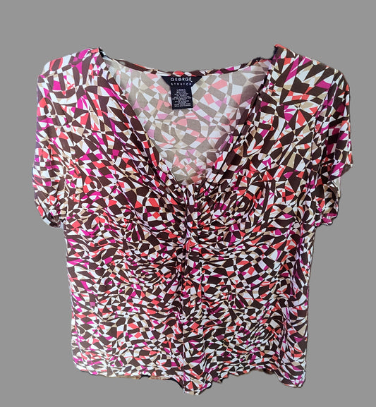 George Brown & Red Short Sleeve V-neck Blouse - size 2XL (20)