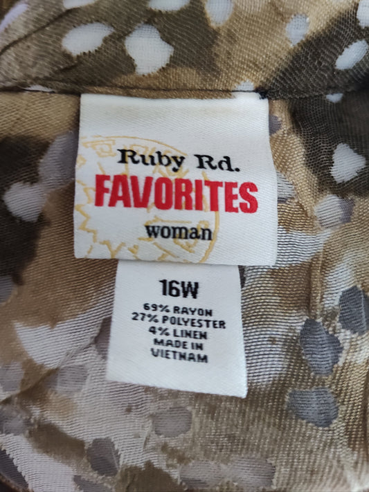 Ruby Rd Favorites Brown and White Jacket - size 16W