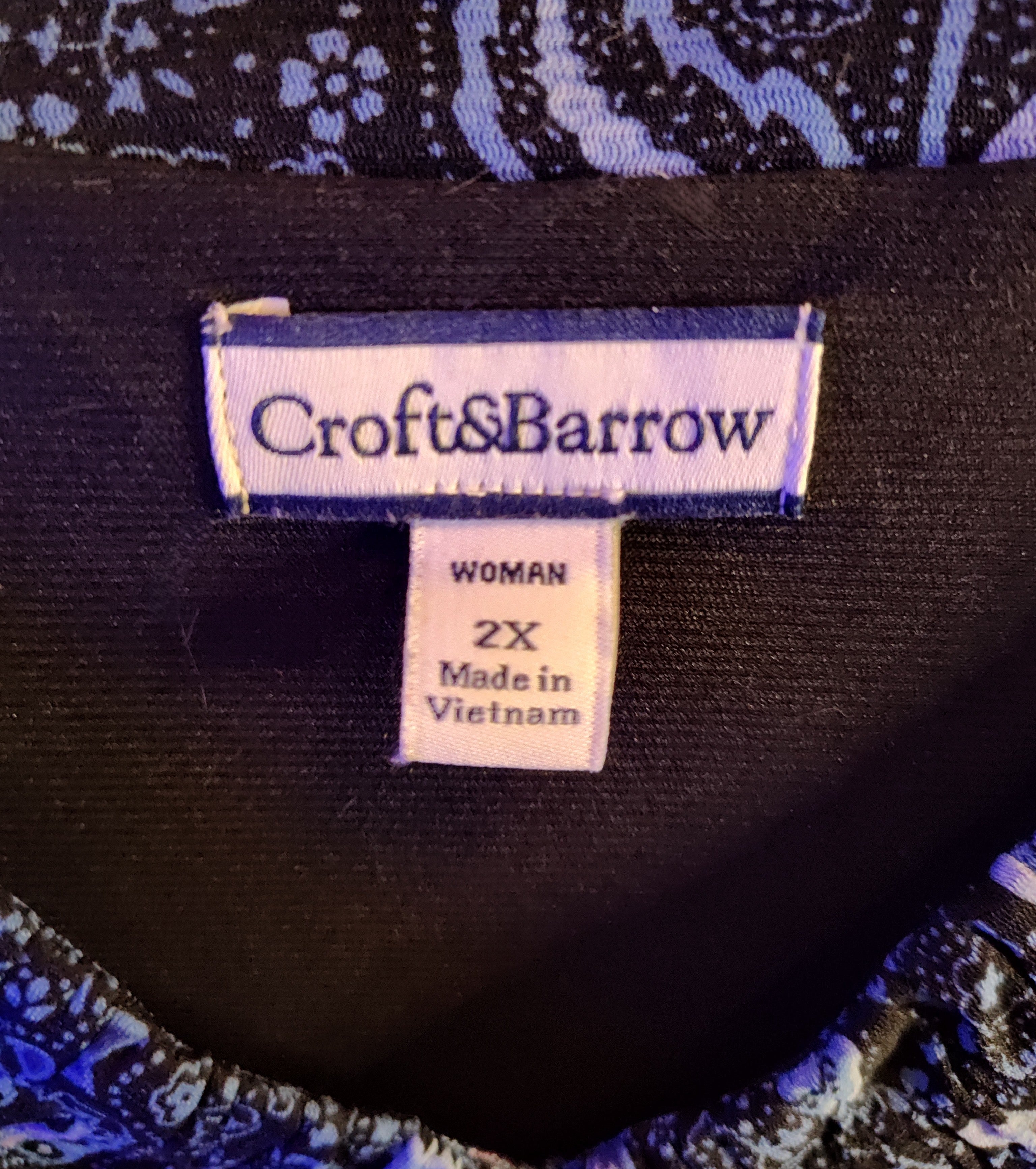 Croft & Barrow Purple Paisley V-neck Blouse - size 2XL