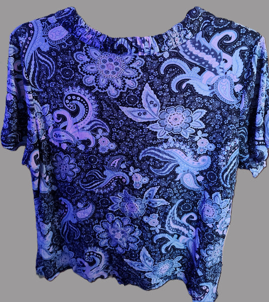 Croft & Barrow Purple Paisley V-neck Blouse - size 2XL