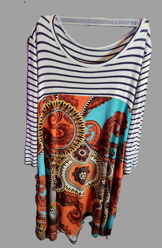 Women's Colorful Pattern Flowy Midi Dress