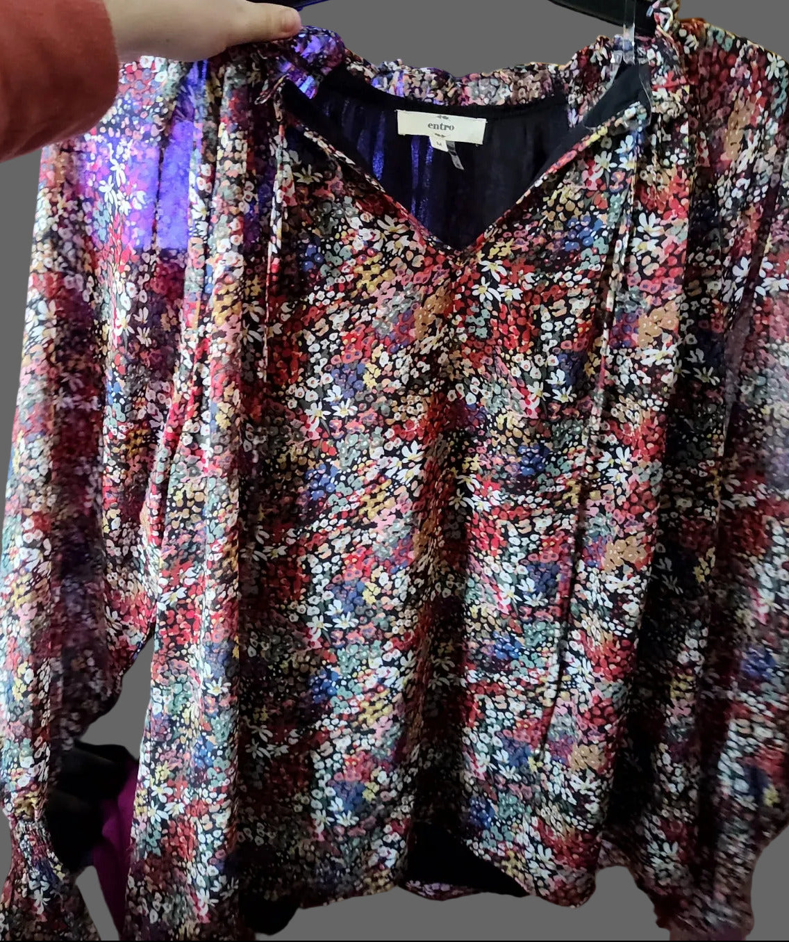 Entro Floral Sheer Long Sleeve Blouse - size M