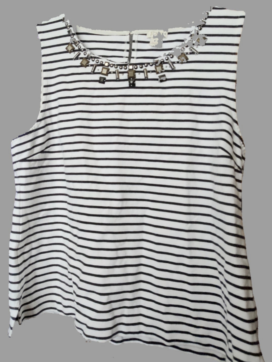 J Crew White Striped Tank Top - size L