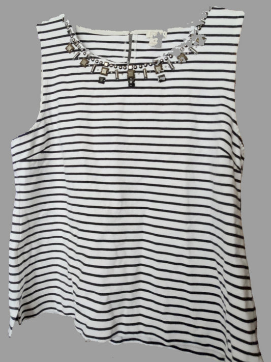 J Crew White Striped Tank Top - size L