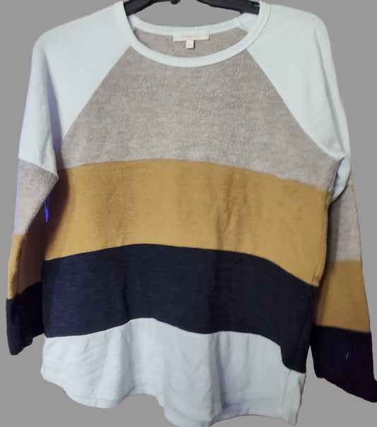 Hailey & Co Tan Colorblocks Sweater - size L