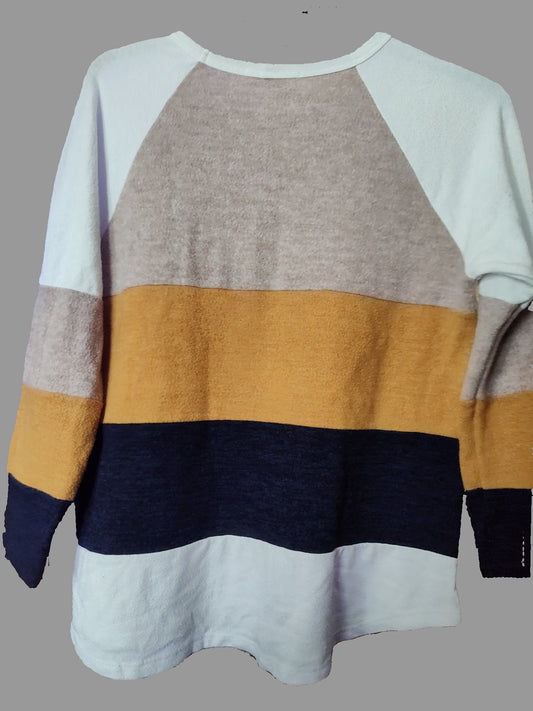 Hailey & Co Tan Colorblocks Sweater - size L