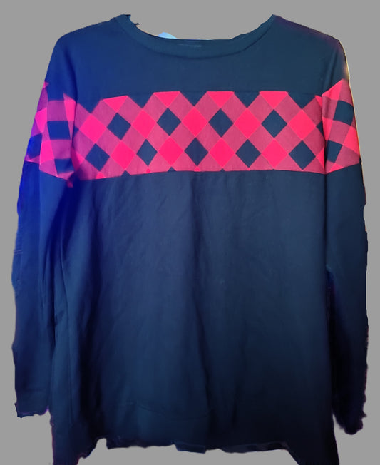 Blooming Jelly Black and Red Plaid Long Sleeve Sweatshirt - size XL