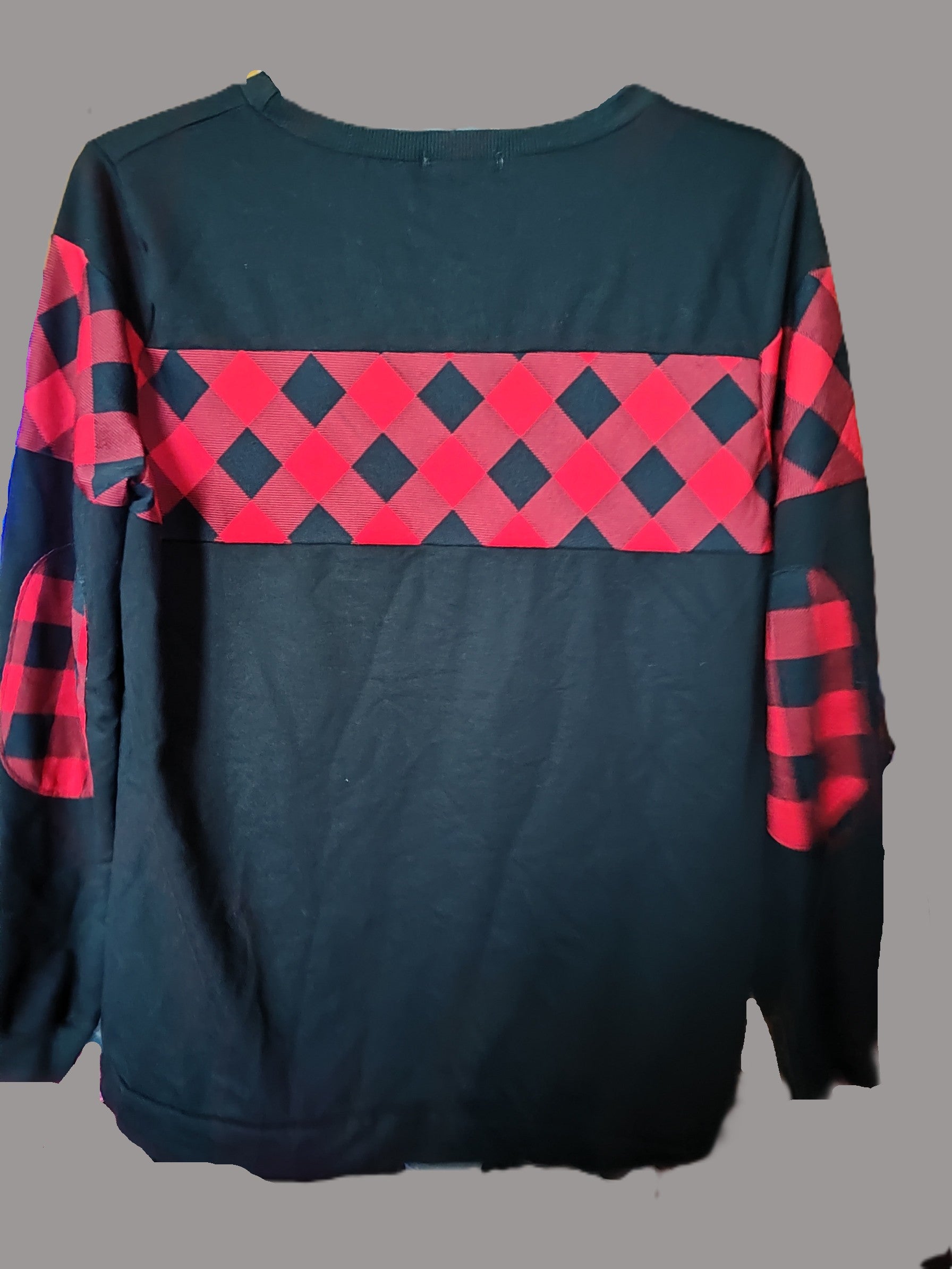 Blooming Jelly Black and Red Plaid Long Sleeve Sweatshirt - size XL
