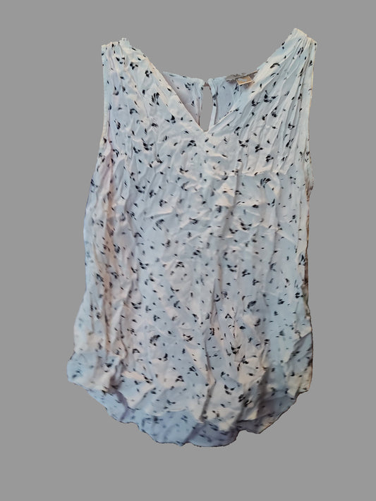 Loft White with Black Flowers Sleeveless  Blouse - size L
