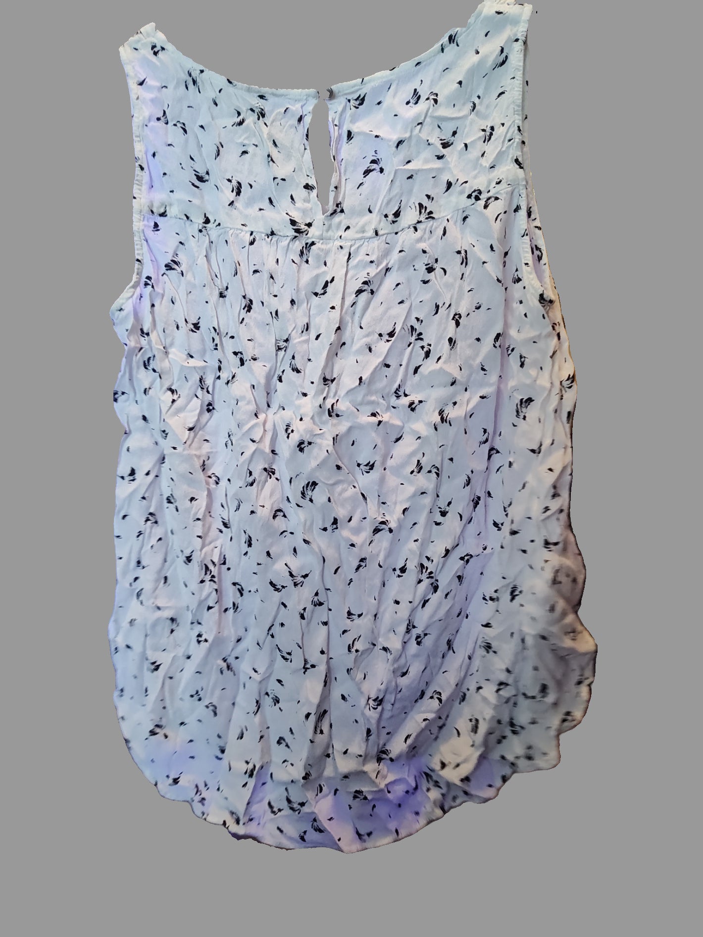 Loft White with Black Flowers Sleeveless  Blouse - size L