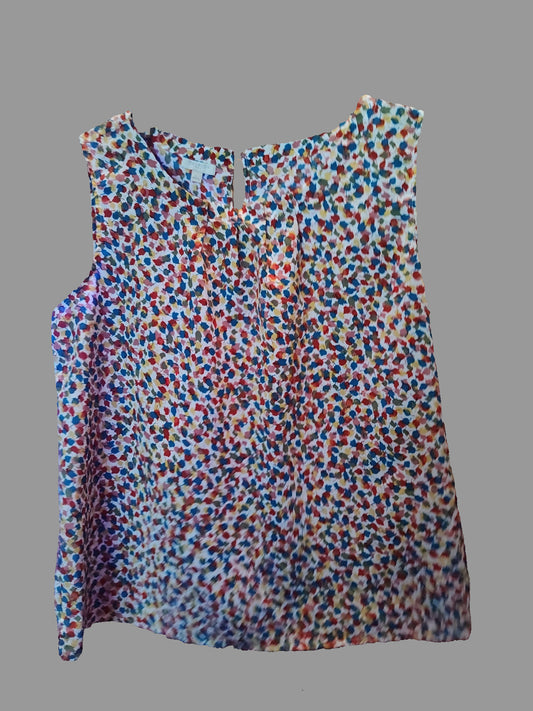 Talbot's Colorful Dots Sleeveless Blouse - size L