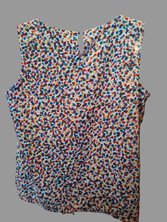 Talbot's Colorful Dots Sleeveless Blouse - size L