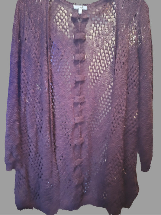 Maurice's Plum Lacy Cardigan - size XL