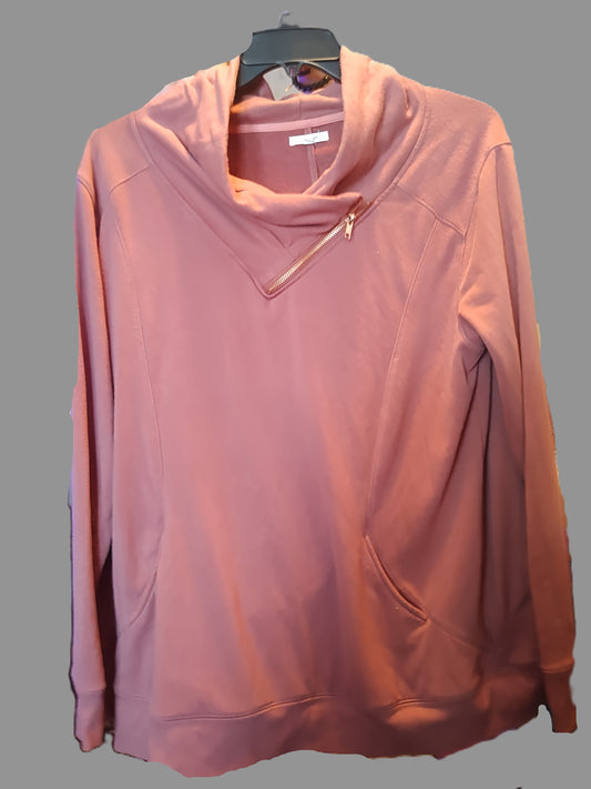 Maurice's Dark Pink Asymmetric Cowl Neck Sweatshirt - size 2XL
