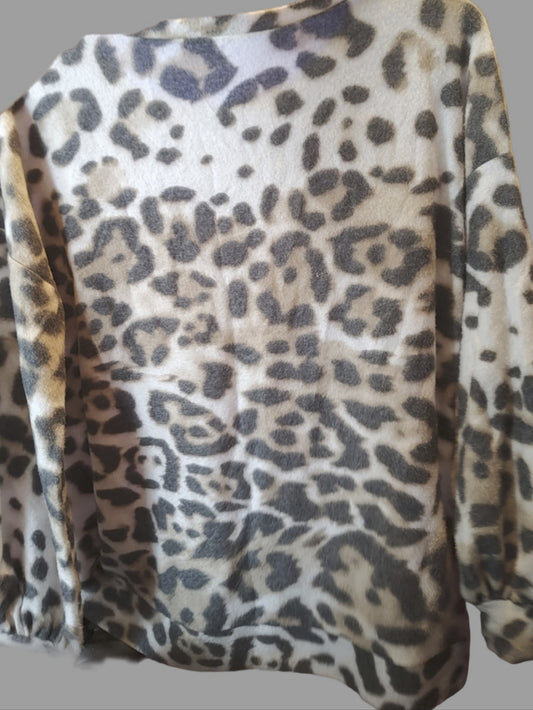 Bibi Leopard Print Soft Long Sleeve Sweater