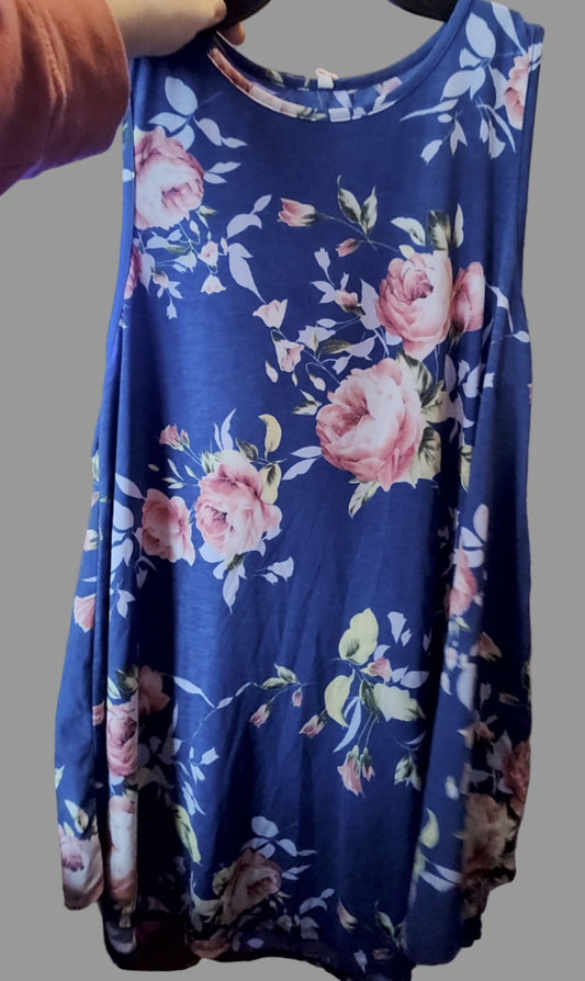 Bellamie Blue Floral Tank Top