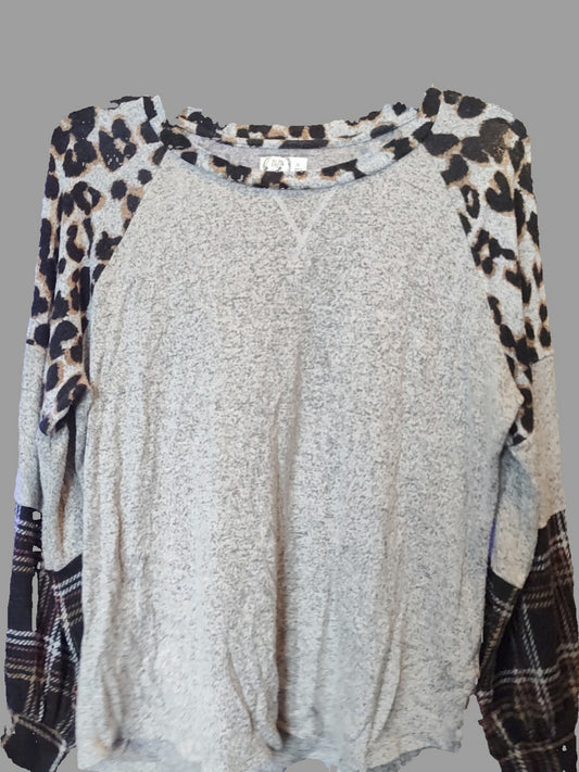 Maurice's Grey Leopard Print Sweater - size XL