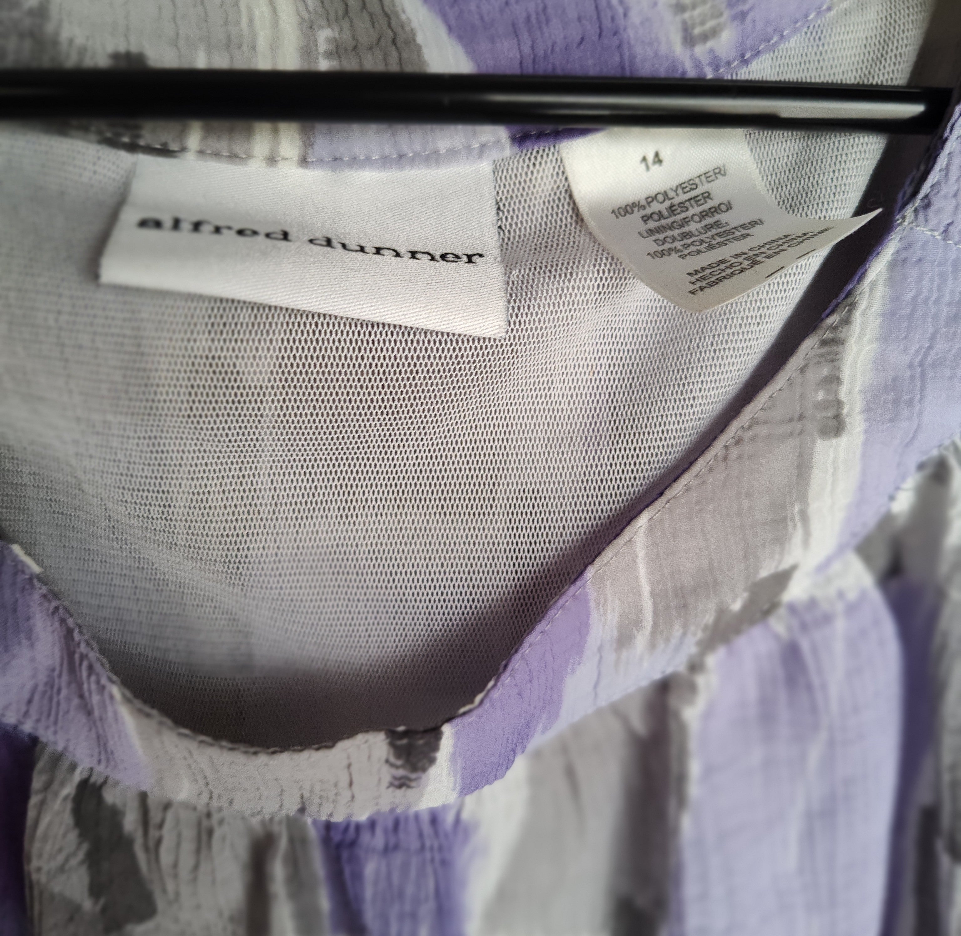 Alfred Dunner Lavender Cowl Neck Blouse with Gathered Waist - size 14