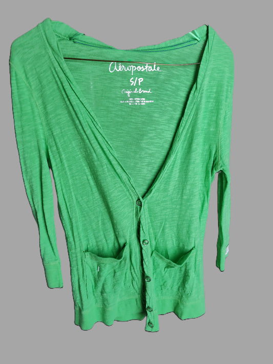 Aeropastle Green Cardigan with Pockets - size S