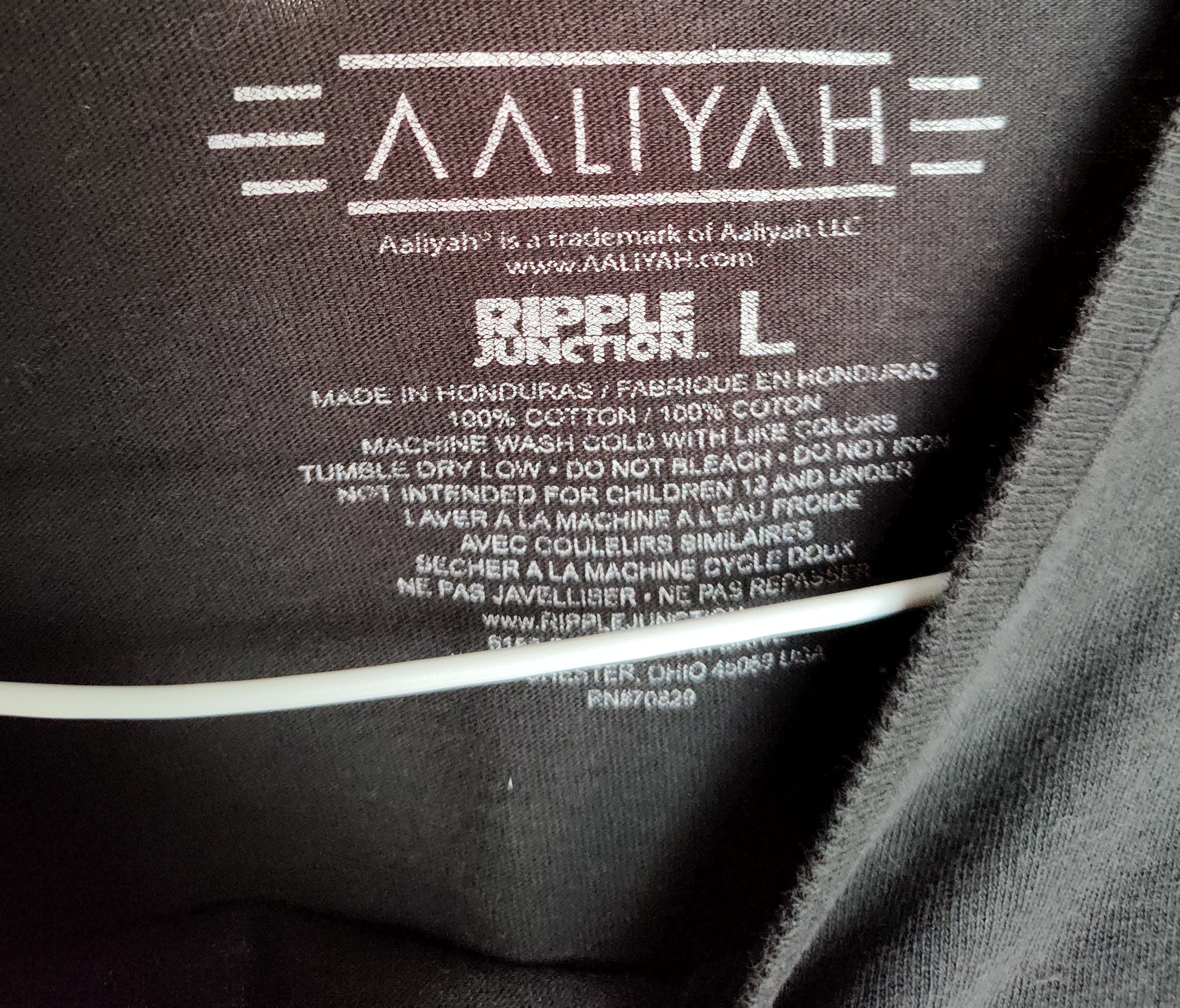 Aaliyah Vintage Long Sleeve Black T-shirt - size L