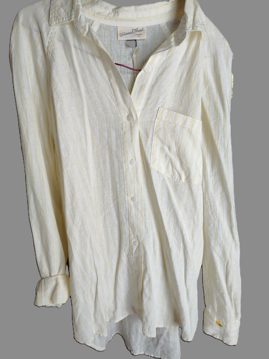 Universal Thread Yellow Stripe Button Front Blouse - size S